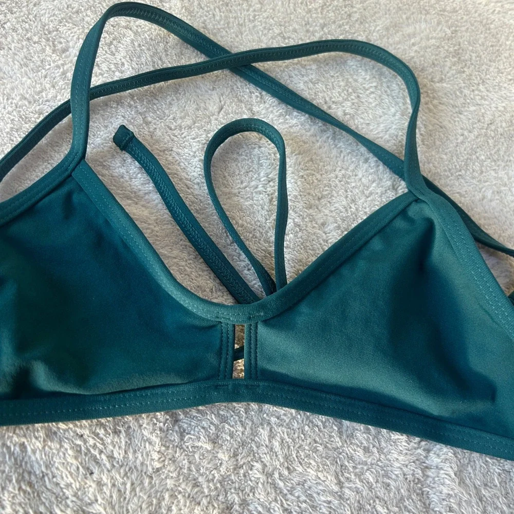 Jolyn Vent Bikini Top Peacock Green Tie Back Swim Top VENT-M-PEAC New